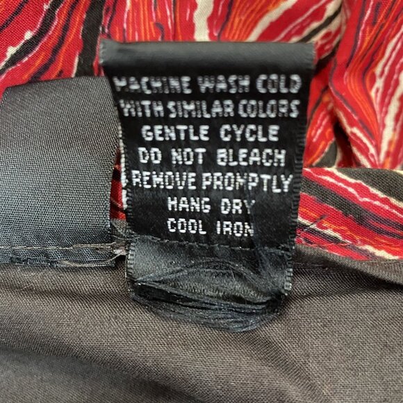 VTG Womens 14 Red Black Western Cowgirl Flat Panel-Pleated Flowy Skirt - Picture 4 of 12